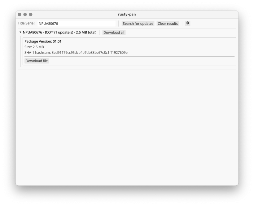 Écran de rusy-psn sur macOS